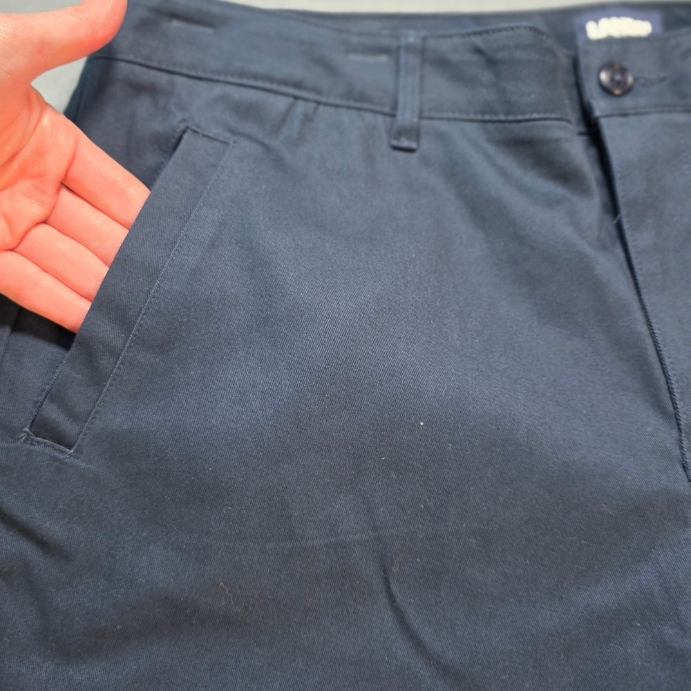 Lands End Womens Navy Blue Chino Shorts Size 16 Stretch Cotton Mid Rise Casual